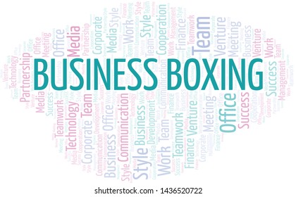 Business Boxing word cloud. Collage made with text only.