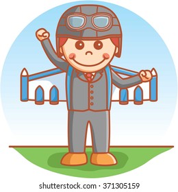 Business boy using jetpack