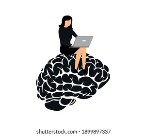 Negocios con tormentas de ideas. Ilustración conceptual de vector de negocio. Estilo de diseño de dibujos animados de carácter plano.
