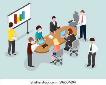 Business brainstorming 3d concept. Close team concept. Vector illustration. 
