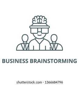 Business brainstorming line icon, vector. Business brainstorming outline sign, concept symbol, flat illustration