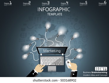 Business  brainstorming modern Idea and Concept Technology Communication Vector illustration Infographic template with Laptop,icon.