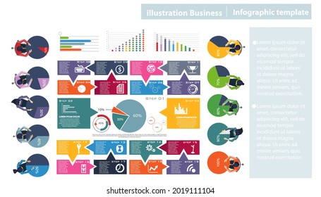 Business Brainstorming plan,think,search,analyze, for Success with percent,Graph Percent,Speech bubbles 19 Step Colorful -  Modern design Idea and Concept Vector illustration  Infographic template.
