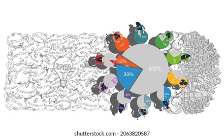 Business Brainstorming plan,think,search,analyze, for Success with percent,Graph Percent,Step, Colorful, -  Modern design Idea and Concept Vector illustration.
