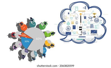 Business Brainstorming plan,think,search,analyze, for Success with percent,Graph Percent,Step, Colorful, -  Modern design Idea and Concept Vector illustration.
