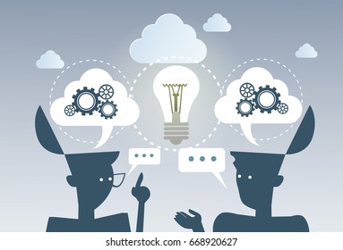 Business Brainstorming Process New Idea Cog Wheel Work Together Project Strategy Concept Flat Vector Illustration