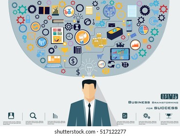 Business Brainstorming for success desing modern Idea and Concept Vector illustration Infographic template with icon,people.