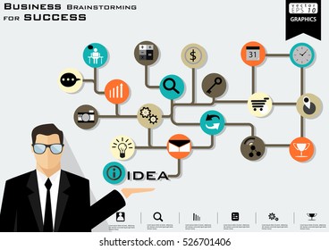 Business Brainstorming for success desing modern Idea and Concept Vector illustration Infographic template with icon,people.