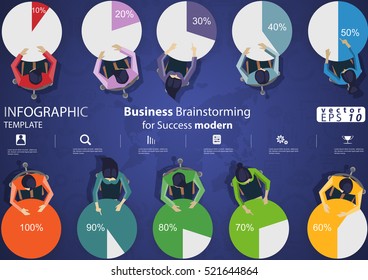 Business Brainstorming for Success modern design Idea and Concept Vector illustration Infographic template with percent, icon.