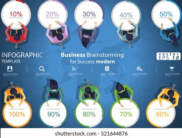 Business Brainstorming for Success modern design Idea and Concept Vector illustration Infographic template with percent, icon.