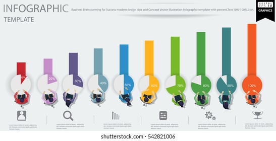 Business Brainstorming for Success modern design Idea and Concept Vector illustration Infographic template with percent,Text 10%-100%,icon.