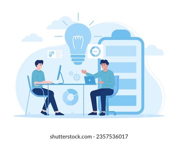 Ilustración plana del concepto de lluvia de ideas de negocios