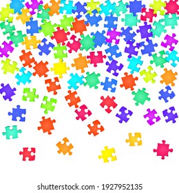 Business brainteaser jigsaw puzzle rainbow colors pieces vector background  Scatter puzzle pieces isolated white  Problem solving abstract concept  Jigsaw gradient plugins 