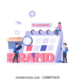 Business brand vector concept. Building brand marketing strategy. Brand name, planning and brand reputation.