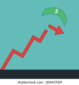 Business break chart and a dollar bill vector eps10
