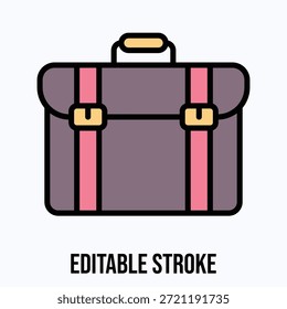Bolsa de maletín de negocios Vector aislado Icono de estilo de color lineal Trazo editable