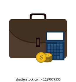 Business briefcase and calculator
