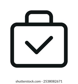 Maleta de negócios com marca de verificação ícone da interface do usuário, verificar portfólio simples linha interface do usuário símbolo de vetor