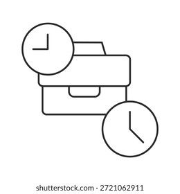 Business Briefcase with Clock Icons Representing Time Management, Work Hours, Productivity, Deadline, and Professional Schedule
