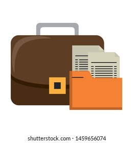 Business briefcase with documents symbols vector illustration