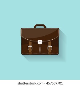 Business briefcase in a flat style. Suitcase, bag for documents. Vector illustration.