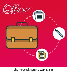 business briefcase floppy pen paper office