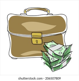 business briefcase full of money