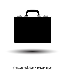 Business Briefcase Icon. Black on White Background With Shadow. Vector Illustration.