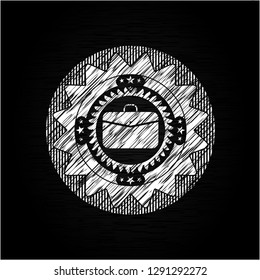 business briefcase icon with chalkboard texture