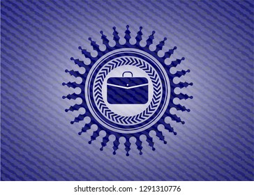 business briefcase icon with denim texture
