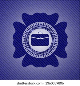 business briefcase icon with denim texture