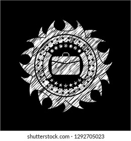 business briefcase icon drawn chalk emblem, retro style, chalk or chalkboard texture
