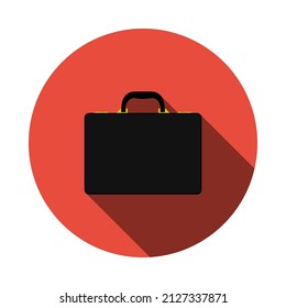 Icono de Maletín profesional. Diseño De Esténcil De Círculo Plano Con Sombra Larga. Ilustración vectorial.