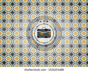 business briefcase icon inside arabesque emblem. arabic decoration.
