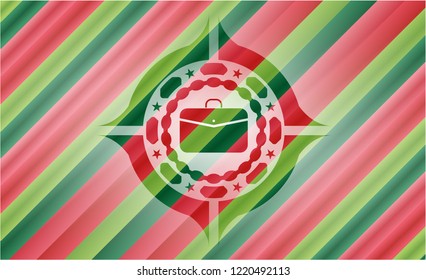 business briefcase icon inside christmas emblem background.