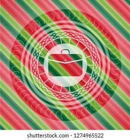 business briefcase icon inside christmas style badge..