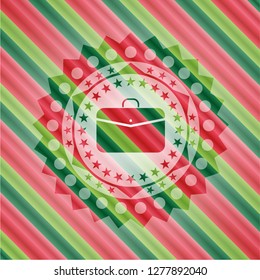 business briefcase icon inside christmas emblem.