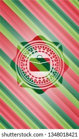 business briefcase icon inside christmas colors style emblem.