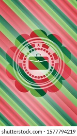 business briefcase icon inside christmas colors emblem.