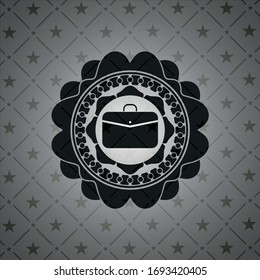 business briefcase icon inside dark emblem