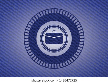 business briefcase icon inside denim background