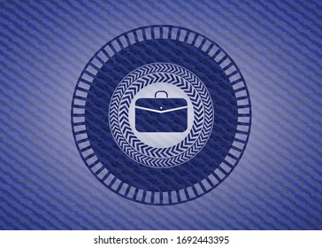 emblema interior de la cartera de documentos comerciales con textura de jean