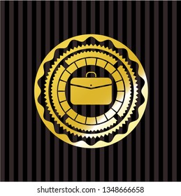business briefcase icon inside gold shiny emblem