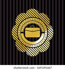 business briefcase icon inside gold badge