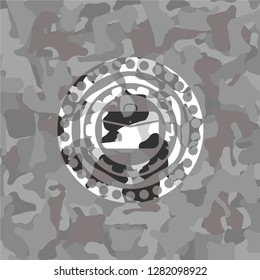 business briefcase icon inside grey camouflage texture