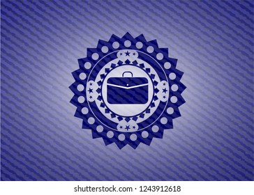 business briefcase icon inside jean background