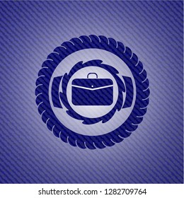 business briefcase icon inside jean background