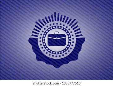 business briefcase icon inside jean background