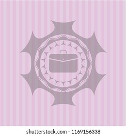 business briefcase icon inside pink emblem