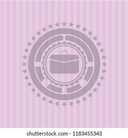 business briefcase icon inside pink emblem. Vintage.